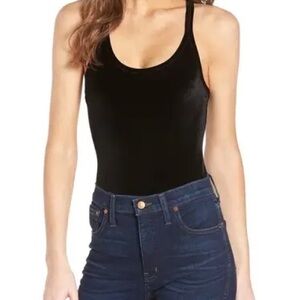 Madewell Black Velvet Racerback Bodysuit